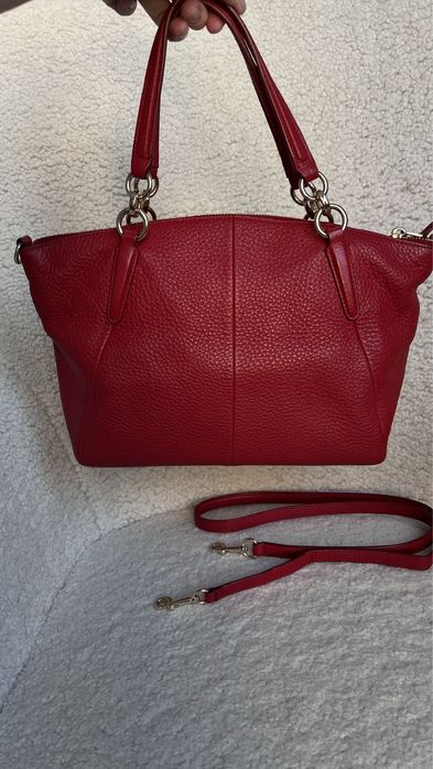 Сумка красная кожа COACH KELSEY SATCHEL