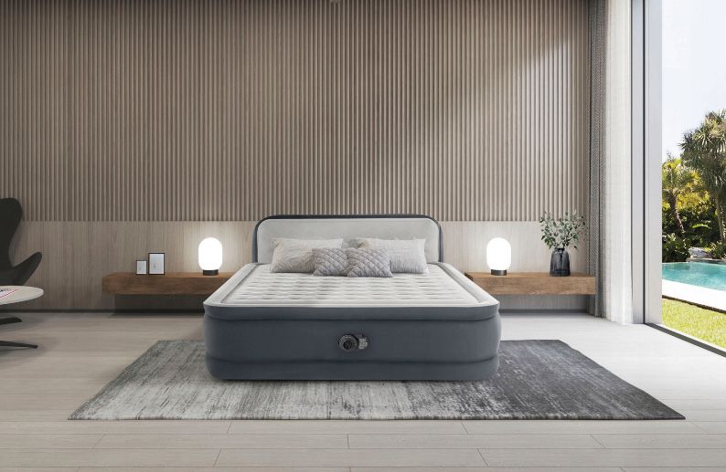 Łóżko Materac Dmuchany Turystyczny Duży 236x152 Pompka Intex Prezent
