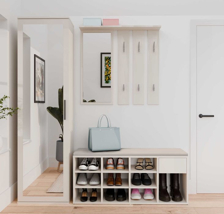 Szafka na Buty TALLIN Z Siedziskiem i Szufladą 110x46x35 KASZMIR BEŻ