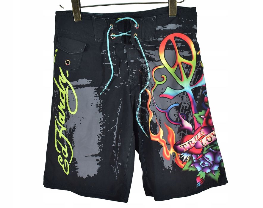 Ed Hardy Spodenki Męskie Luźne Logowane 31