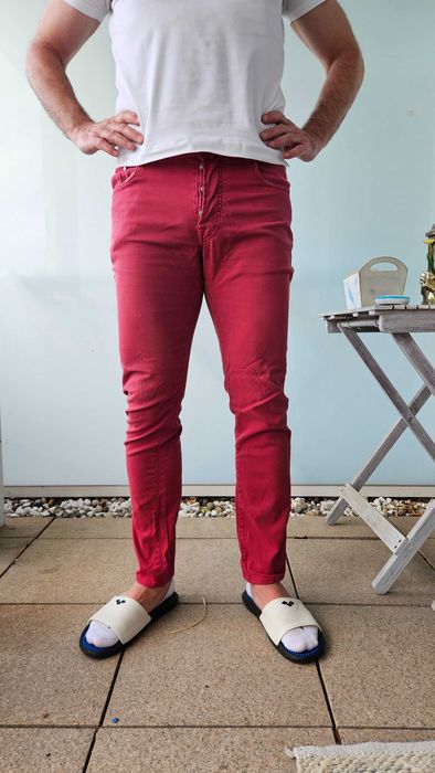 Czerwone spodnie dżinsowe męskie Jacob Cohen Luxury Denim, 32