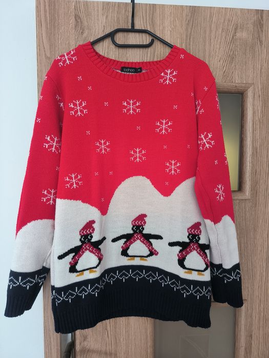 Świąteczny sweter w pingwiny rozmiar M