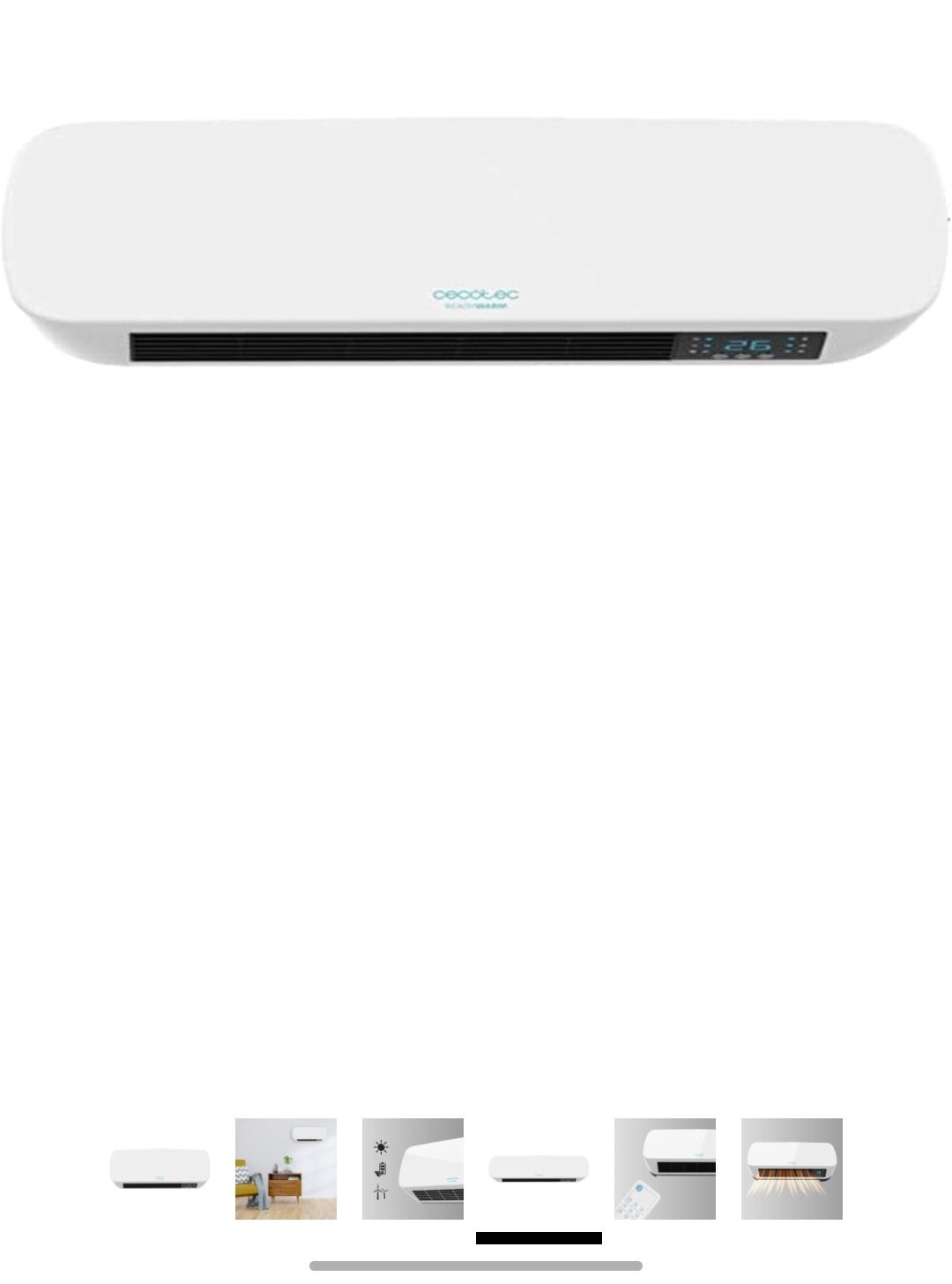 Aquecedor cerâmico de parede Cecotec Ready Warm, igual a Novo