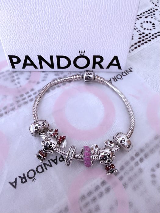 Pulseira Pandora 17,contas Mickey & Minie e mais contas,origem Pandora