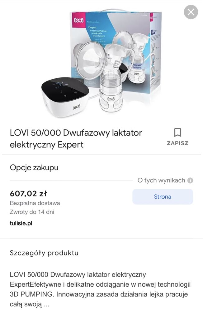 Laktator elektryczny dwufazowy Lovi 3D Ekspert, stan bardzo dobry