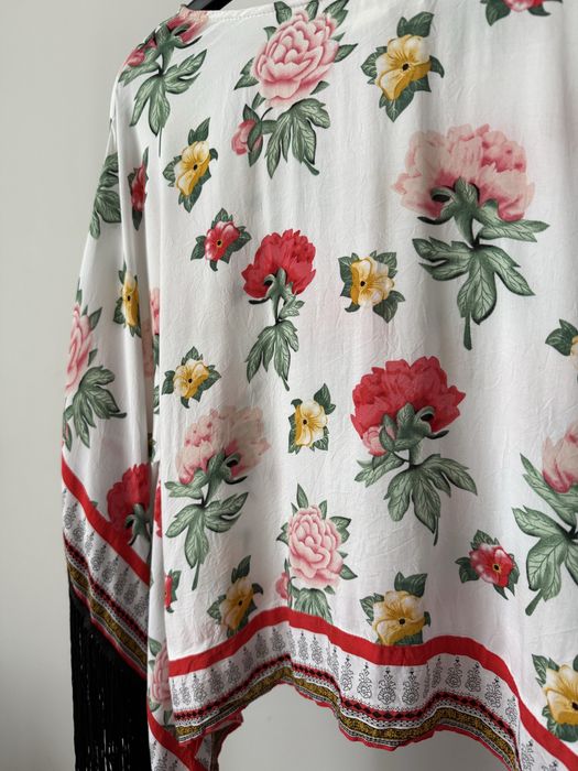 H&M Coachella Bluzka w kwiaty z frędzlami wiskoza rozmiar 36