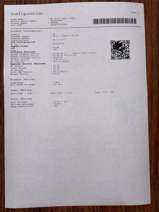 Drukarka HP Color Laser 150nw kolor brudzi