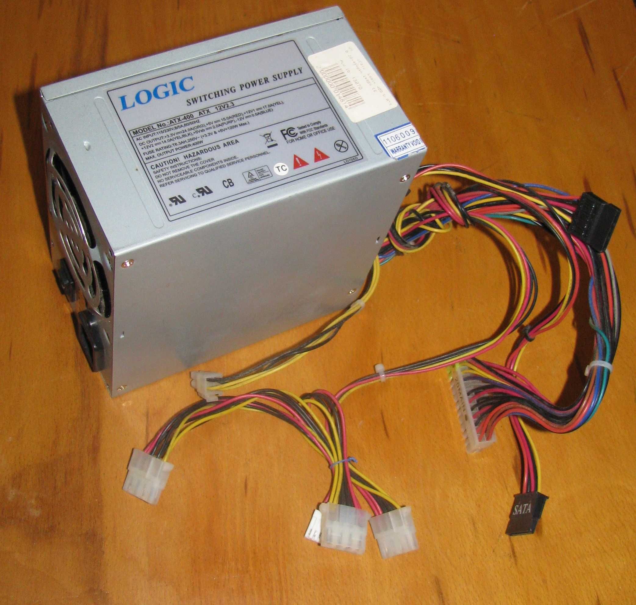 Блок питания на ПК Logic power ATX-400W б/у, рабочий.