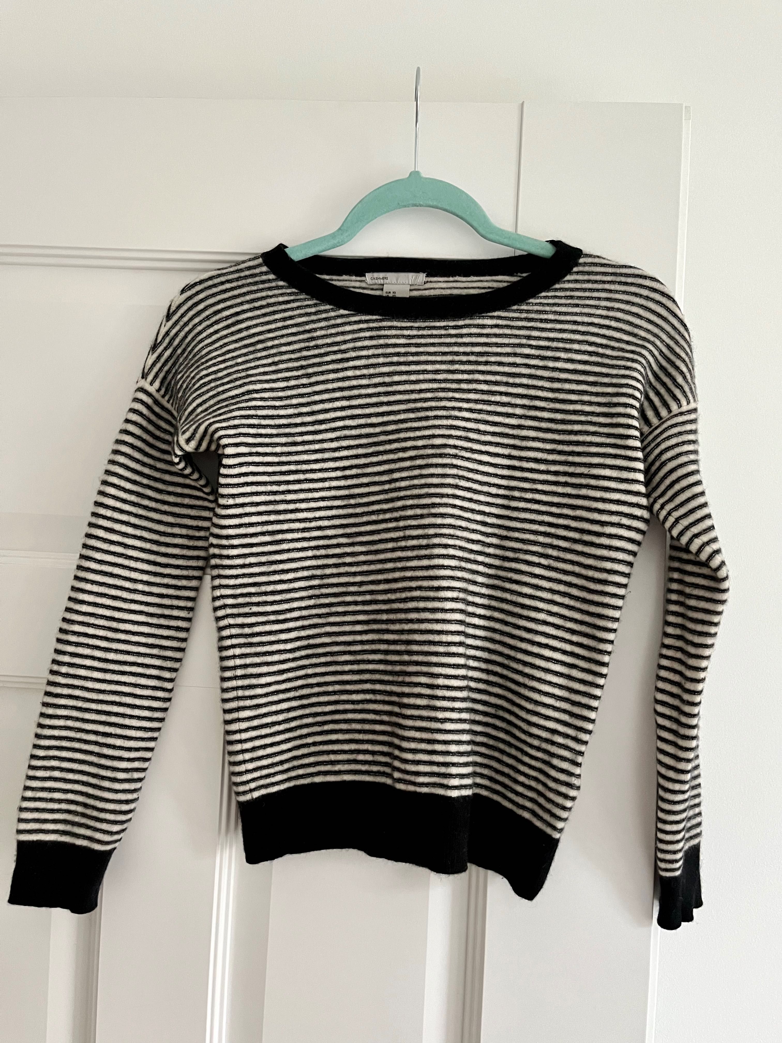 H&M Piękny, kaszmirowy sweter w paski kaszmir XS