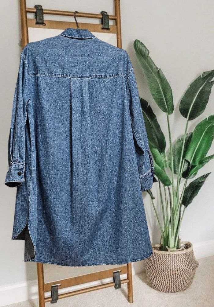 Джинсовое платье-рубашка Zara свободное оверсайз, р. S/M/L