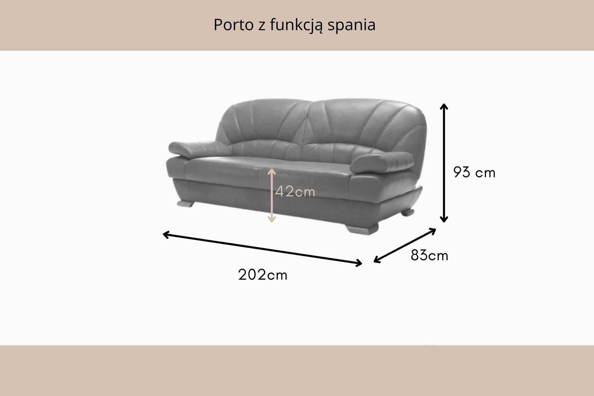 Kanapa wersalka sofa Porto skóra naturalna