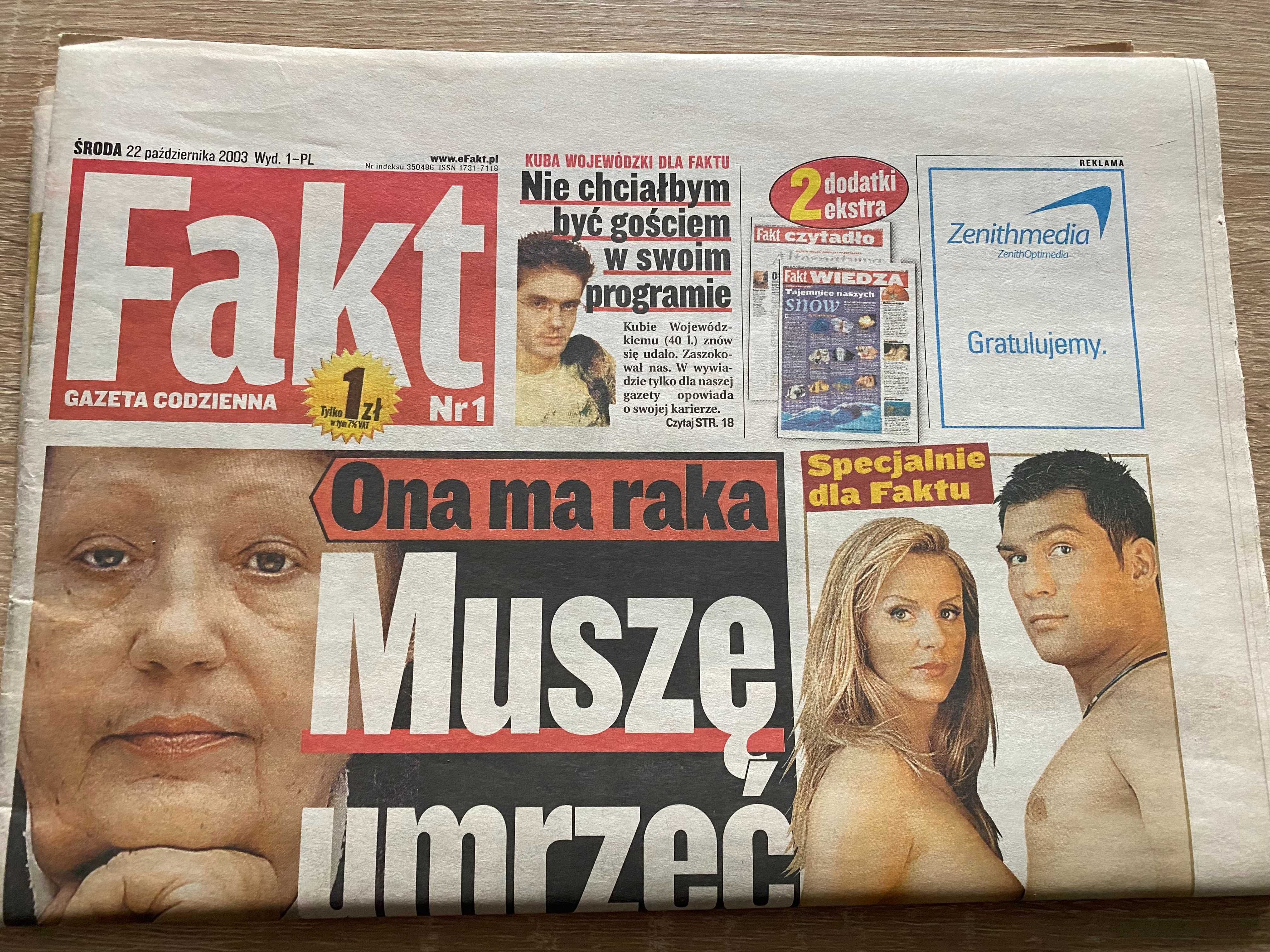 Historyczny pierwszy numer gazety FAKT z 22.10.2003