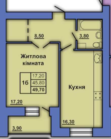 Простора однокімнатна квартира. Продаж.