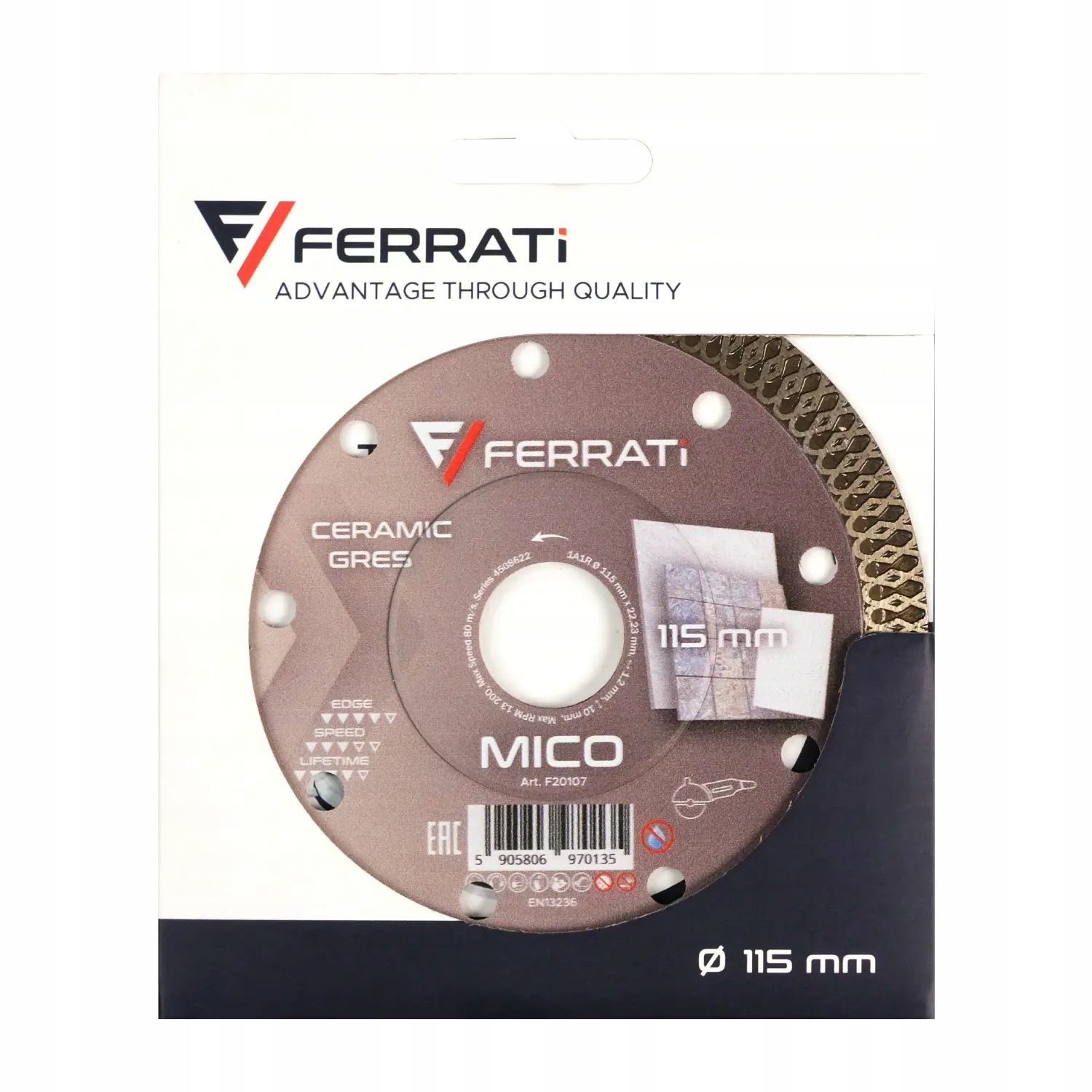 Ferrati Tarcza Diamentowa Dokładna Do Ceramiki I Gresu Mico 115Mm