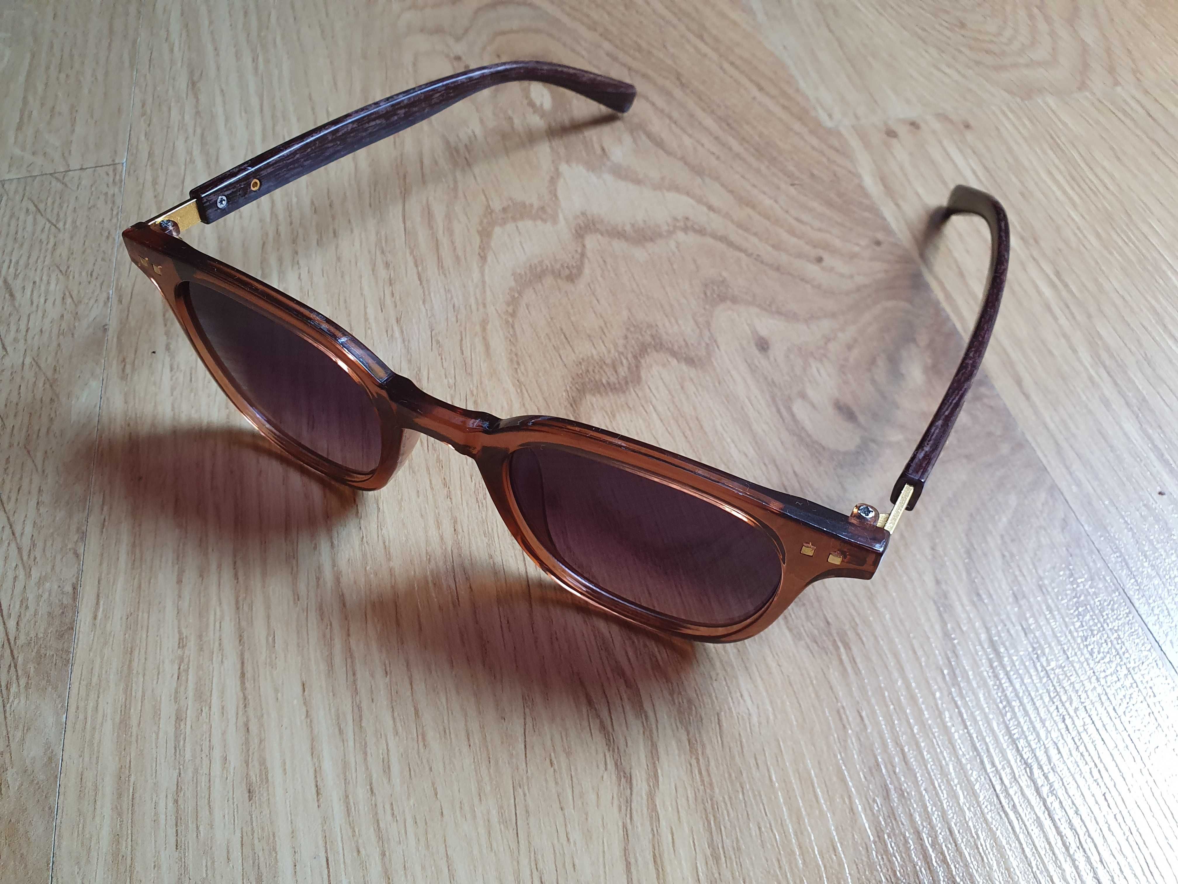 Okulary przeciwsłoneczne RETRO drewno NOWE
