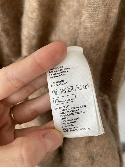H&M camelowy kardigan puszystu sweter moher wełna
