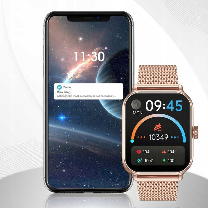 Smartwatch różowy z 3 paskami DAMSKI ODBIERANIE POŁĄCZEŃ SMS