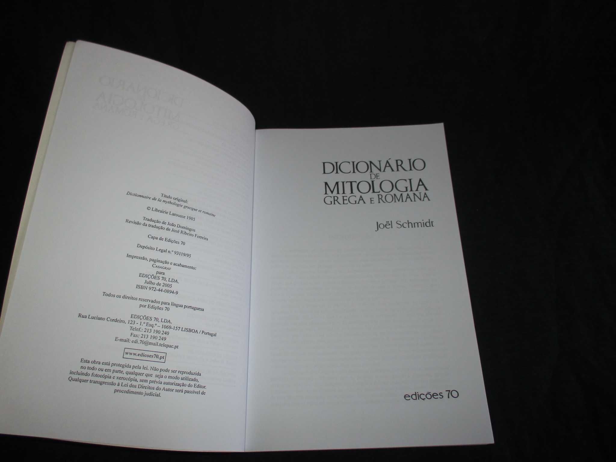 Livro Dicionário de Mitologia Grega e Romana Joël Schmidt