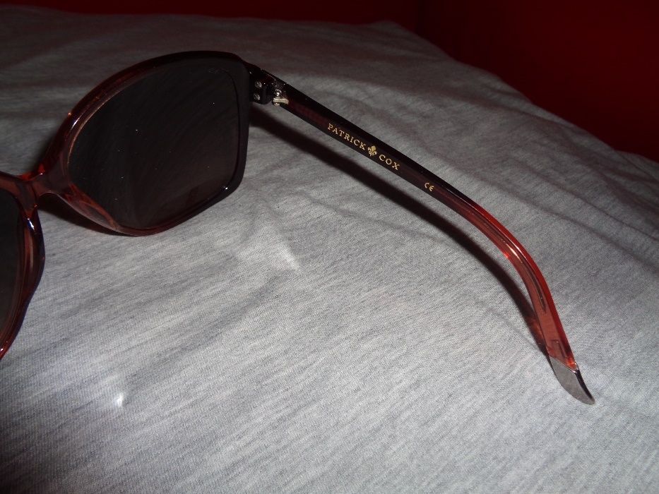 PATRICK COX oryginalne brązowe duże modne okulary przeciwsłoneczne