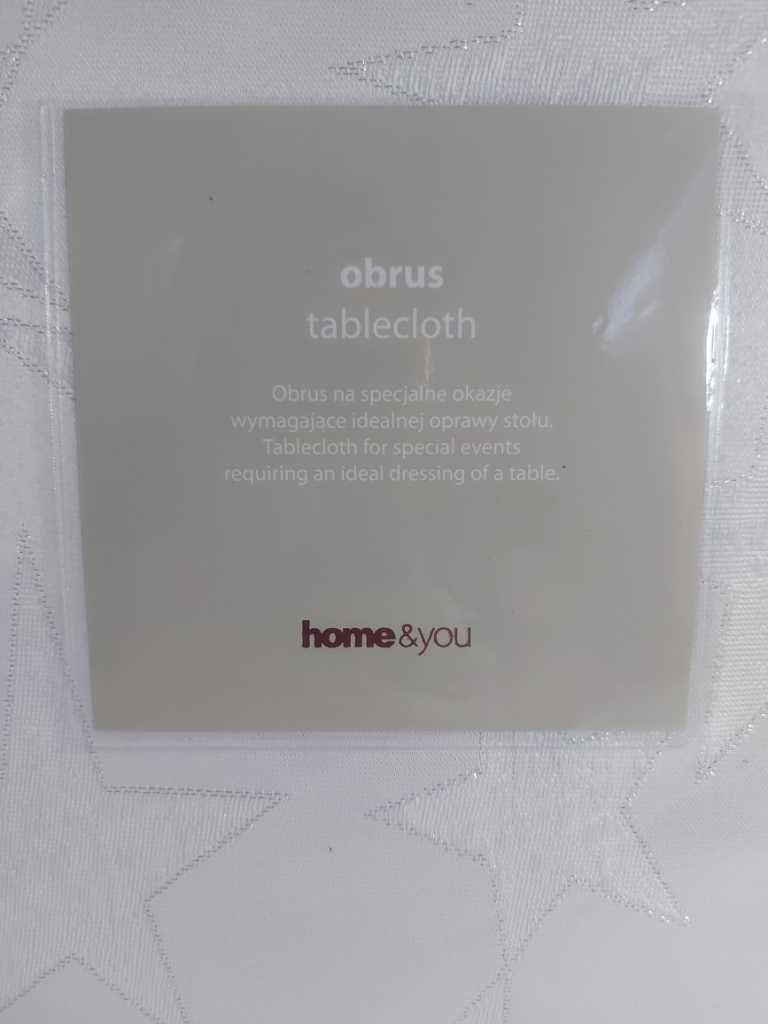 Obrus Home&you 130x180 biały serweta Nowy żakardowy gwiazdki