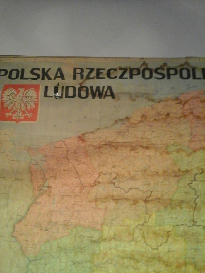 Mapa ścienna Polski 1974 rok.