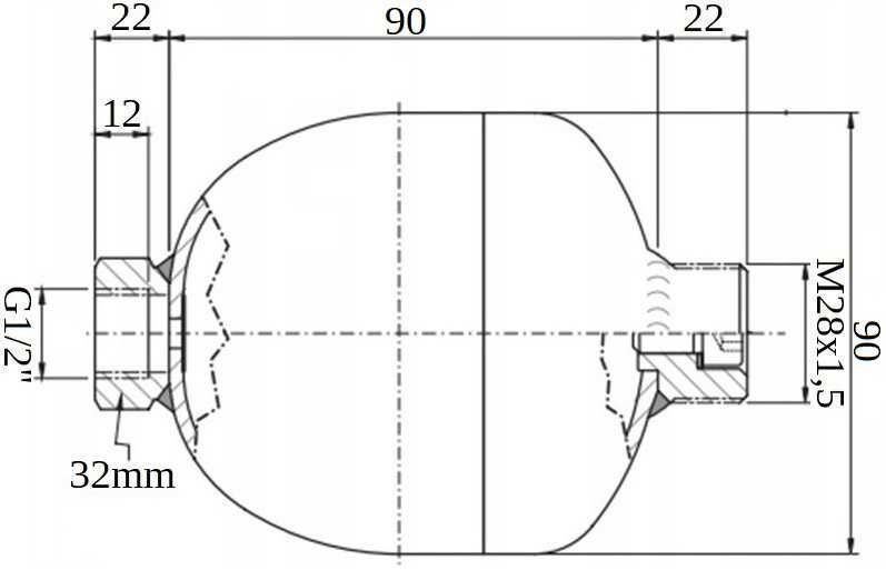 Amortyzator Hydrauliczny HYDROAKUMULATOR Membranowy 0,32L 1/2'' [2434]