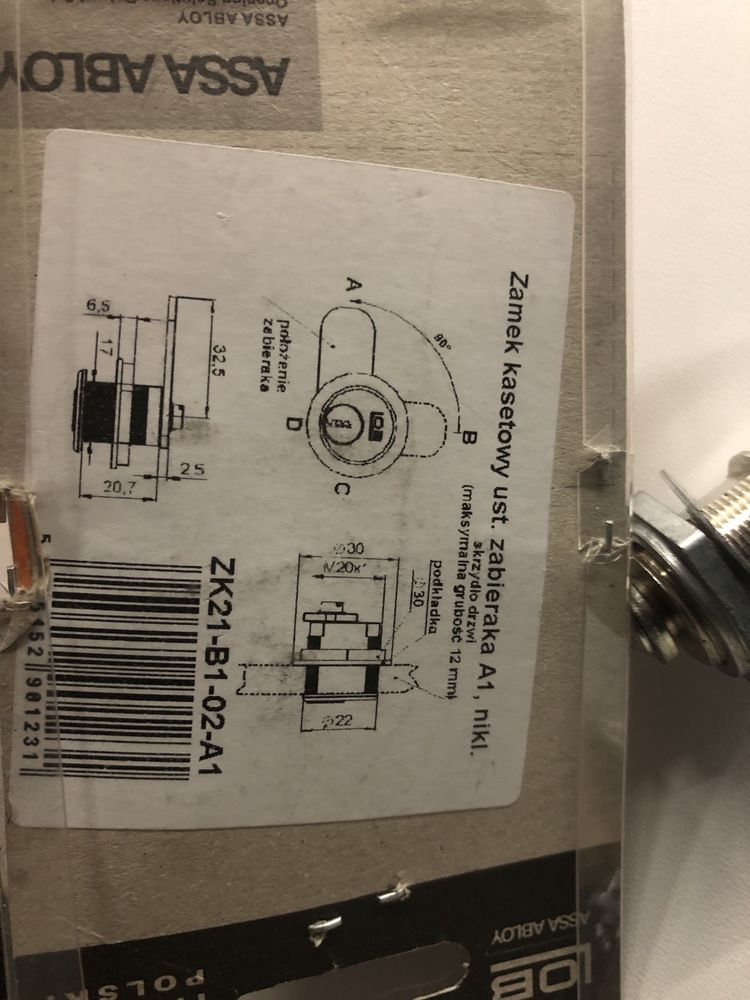 Zamek meblowy, kasetowy firmy Assa Abloy