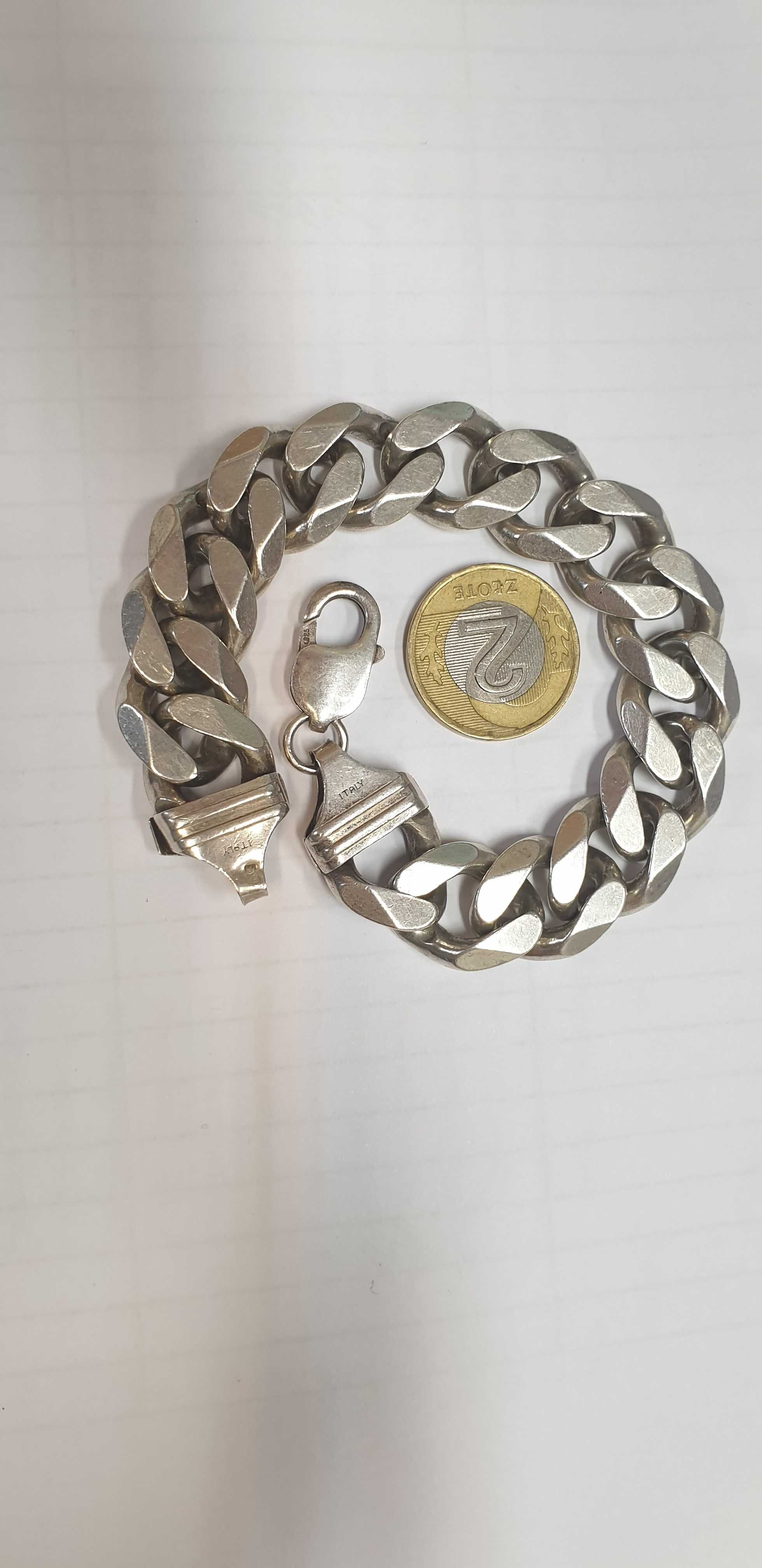 Srebrny łańcuch bransoletka pancerka 222g