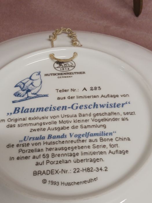 Hutschenreuther Ursula Band bradex kolekcjonerski ptaki