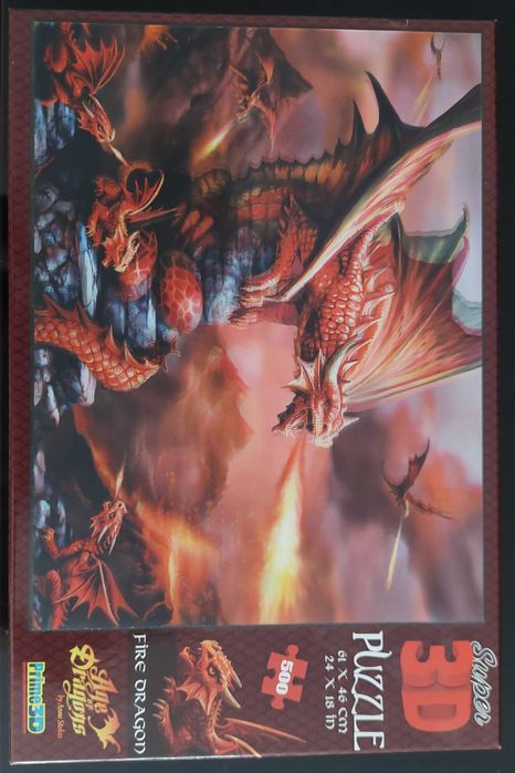 Puzzle Super 3D, Fire Dragon, 500 peças, com saco original selado