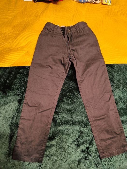 Nowe spodnie 122 128 young style chinos materiałowe grafit eleganckie