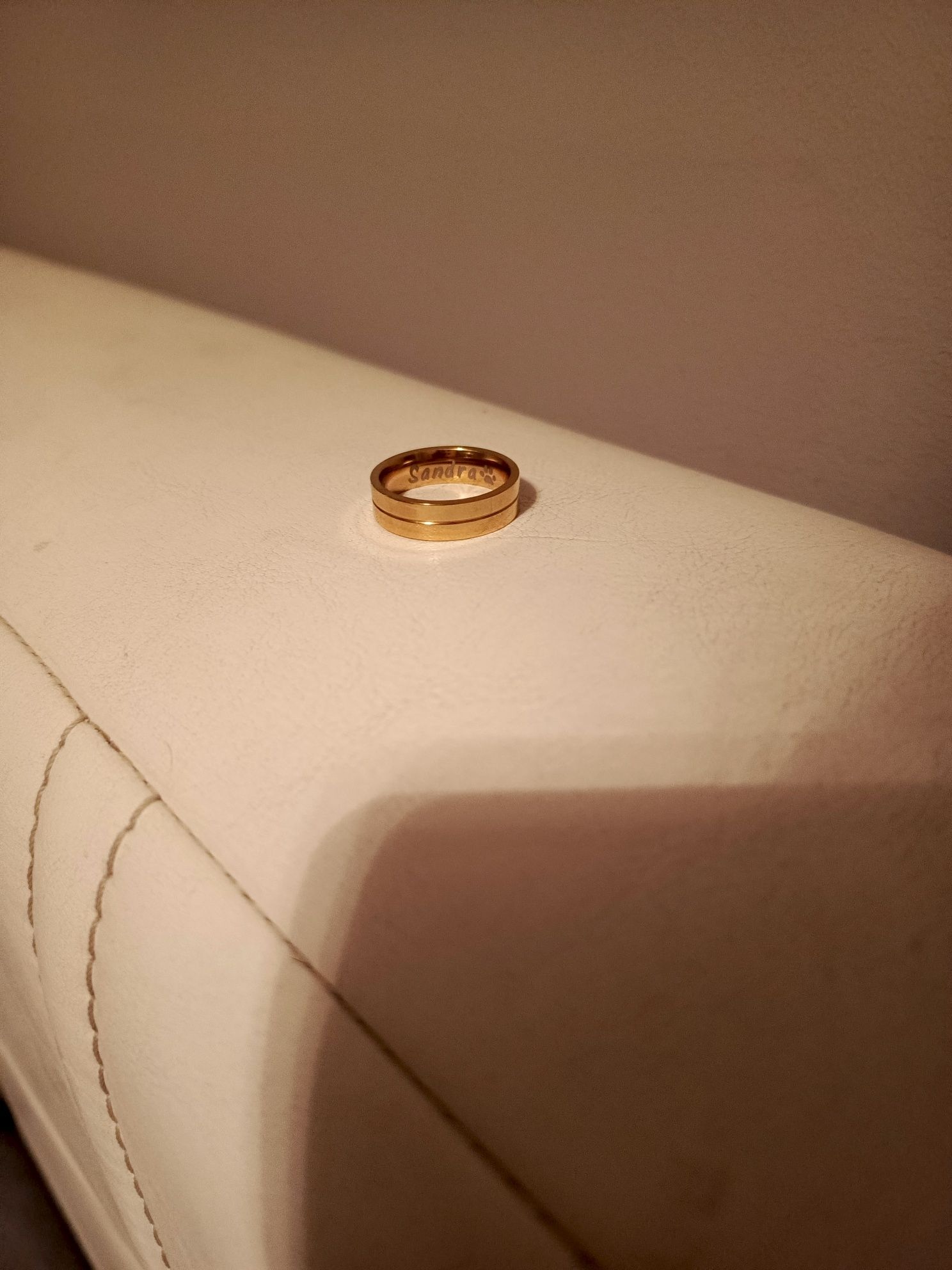 Obrączka damska męska unisex kolor złoty grawer pierścionek