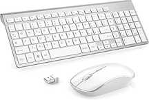 Klawiatura i Mysz Bezprzewodowa JOYACCESS, Cicha, QWERTY, Srebrna