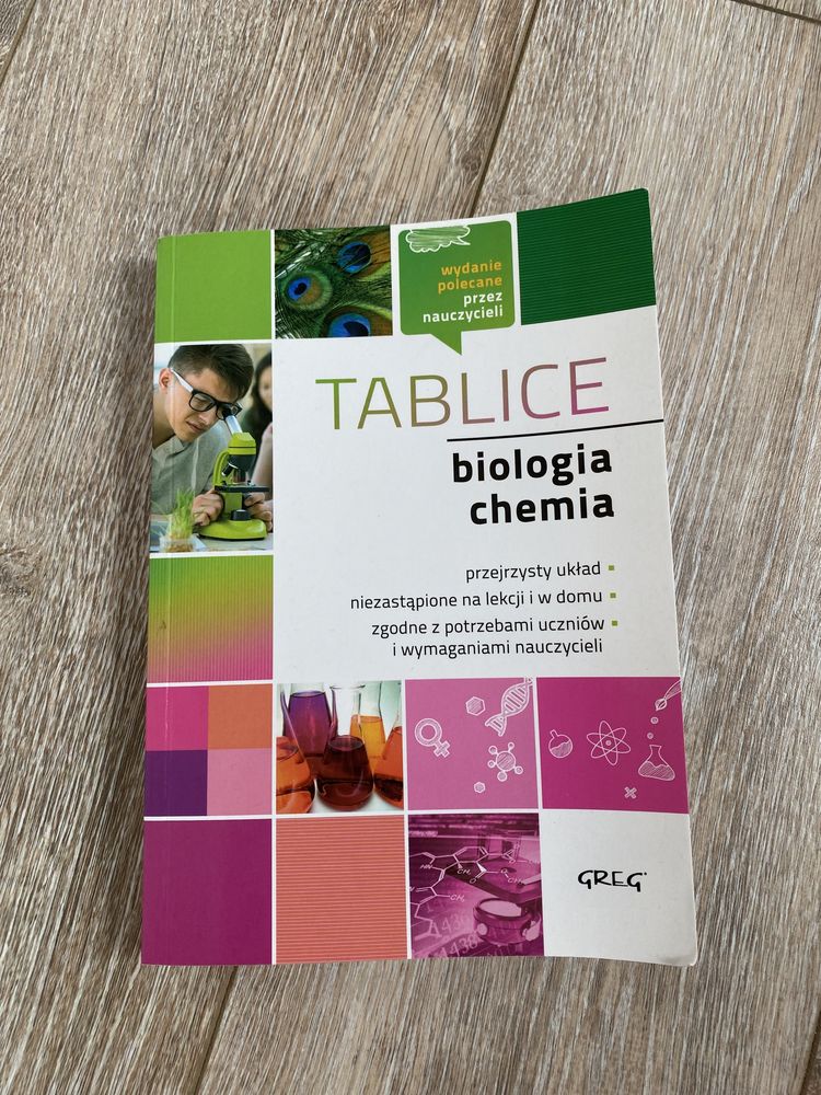 Tablice: biologia, chemia. GREG