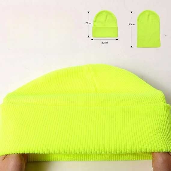 Czapka Zimowa Damska Męska Beanie Dzianinowa Ciepła Żółty