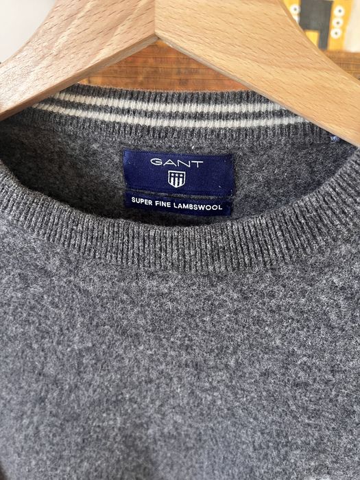 Luksusowy Szary Sweter Gant, 100% Wełna Wool, S 36, stan idealny