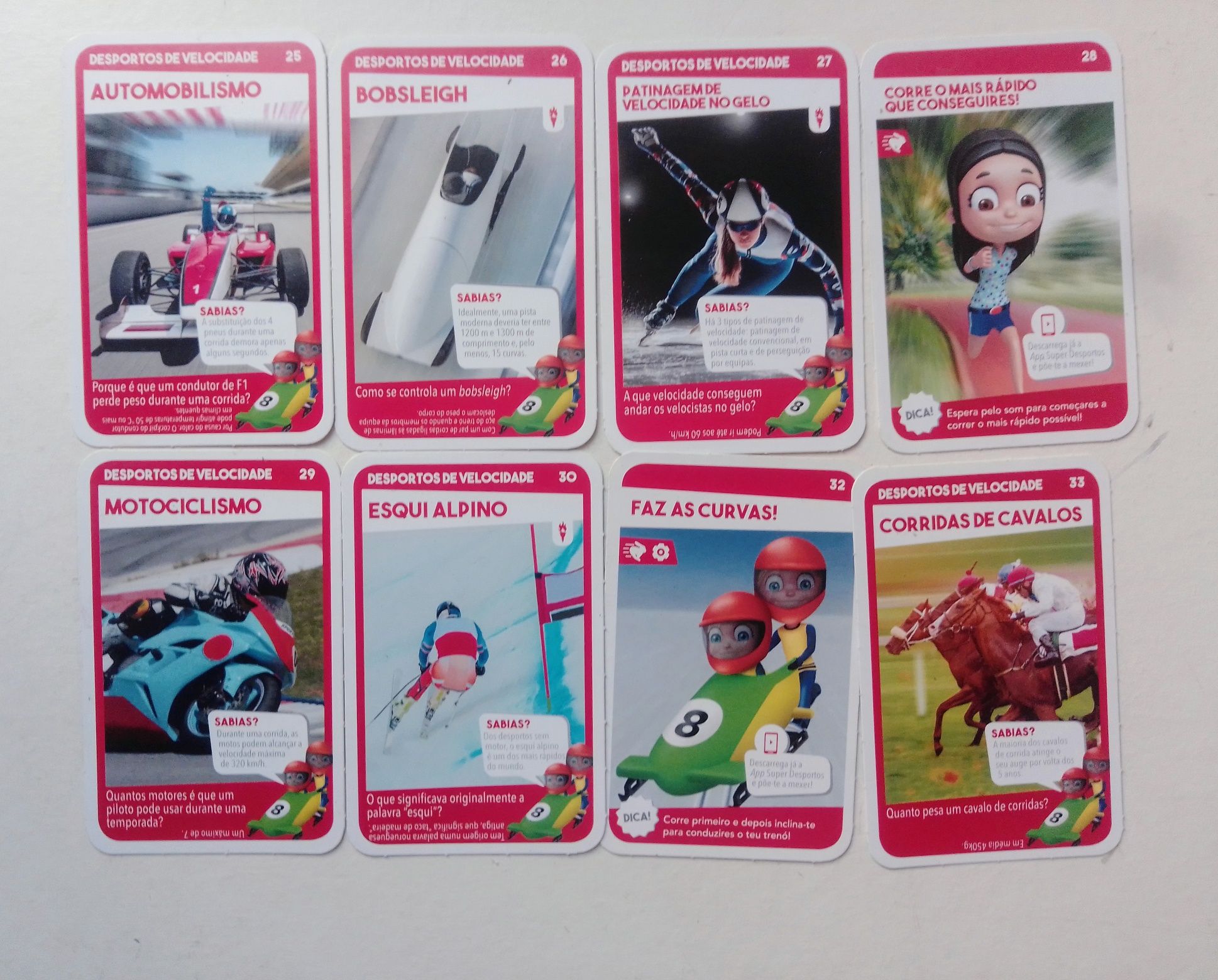 Cartas Super animais e Desportos.