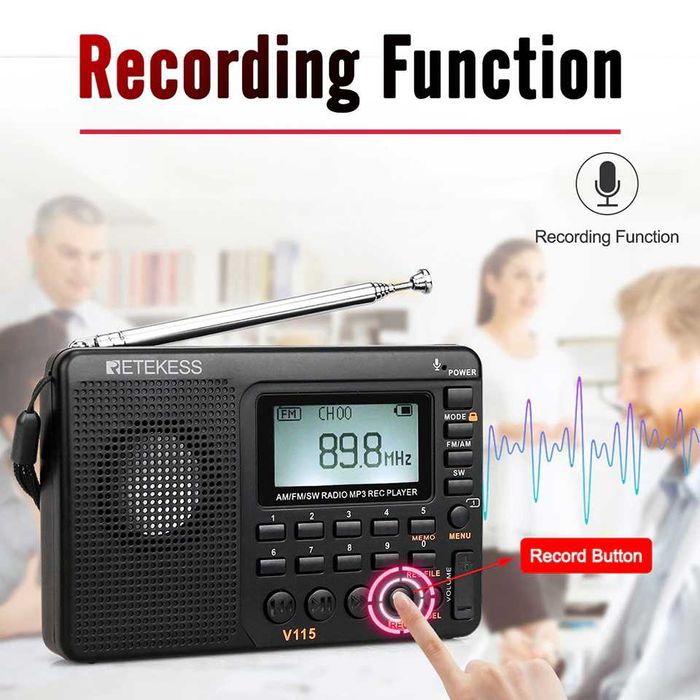 Retekess V115 портативний цифровий радіоприймач FM/AM/SW  MP3 плеєр