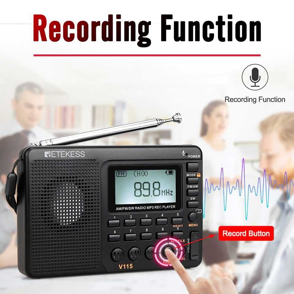 Retekess V115 портативний цифровий радіоприймач FM/AM/SW  MP3 плеєр