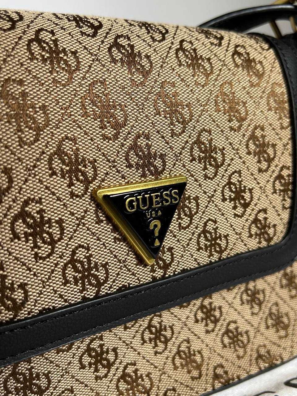 Сумка Guess Desideria коричневая с чёрным