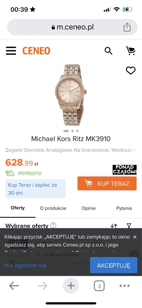 Nowy oryginalny zegarek Michael Kors kryształy