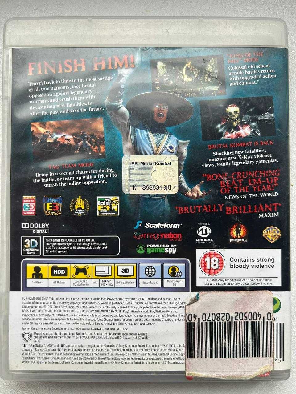Диск Sony Playstation 3 ps3 Mortal Kombat 9 б/у