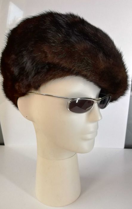 Beret w stylu retro norka futro naturalne
