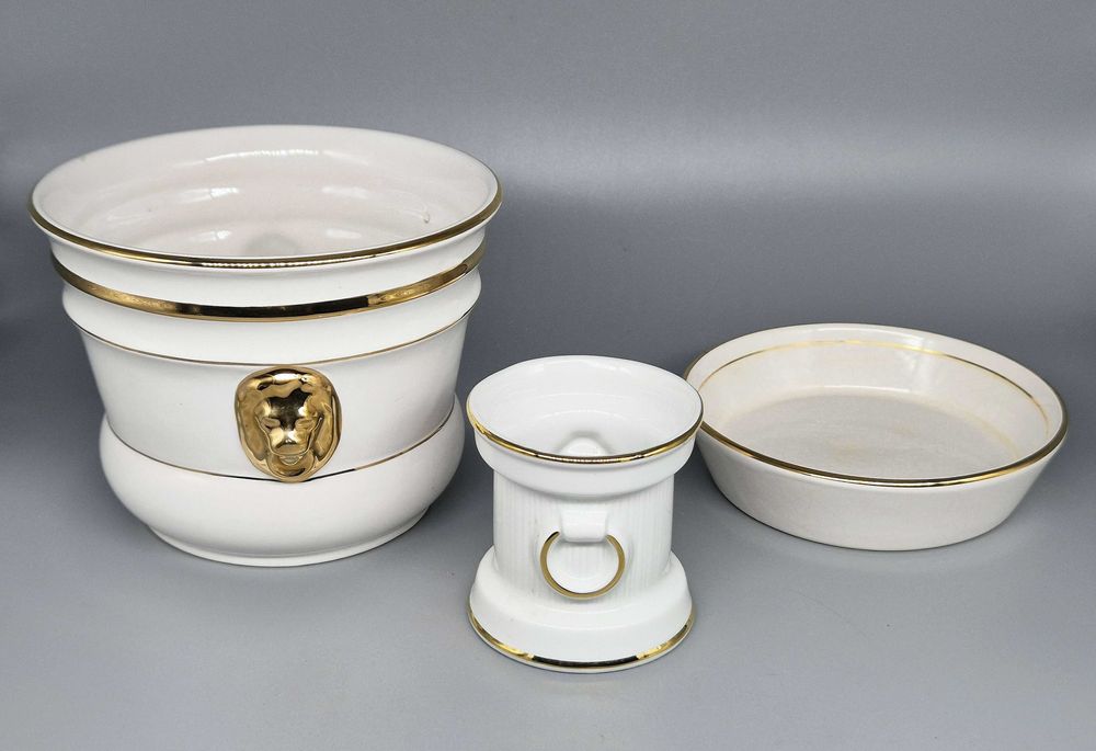 Osłonka doniczka podstawek Głowa Lwa ze złoceniami