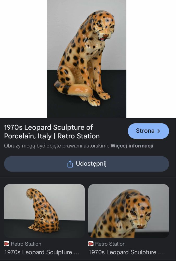 Antyk vintage rzezba figura made in italy lew tygrys gepard lampard