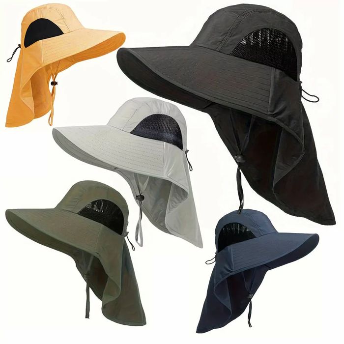 kapelusz przeciwsłoneczny wędkarski z klapką na szyje