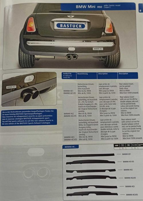 Spoiler / Lip traseiro novo Audi BMW Opel Ford Mini Fiat