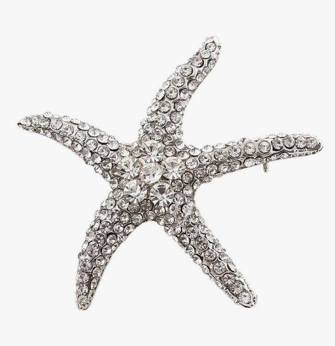 Broszka Złota Rozgwiazda Vintage Z Kryształami Srebrny