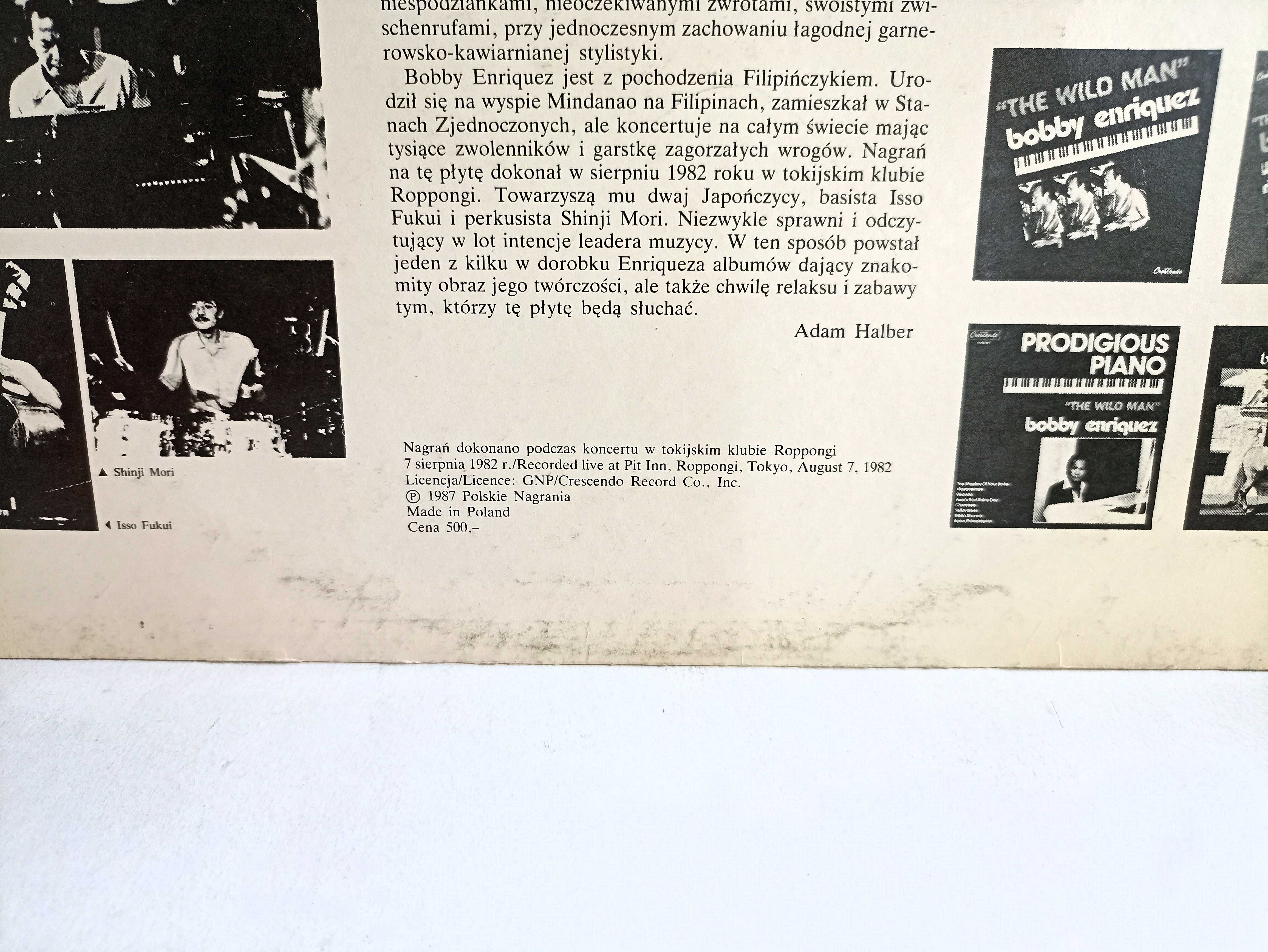 Bobby Enriquez "Live! In Tokyo" L P Muza 1987