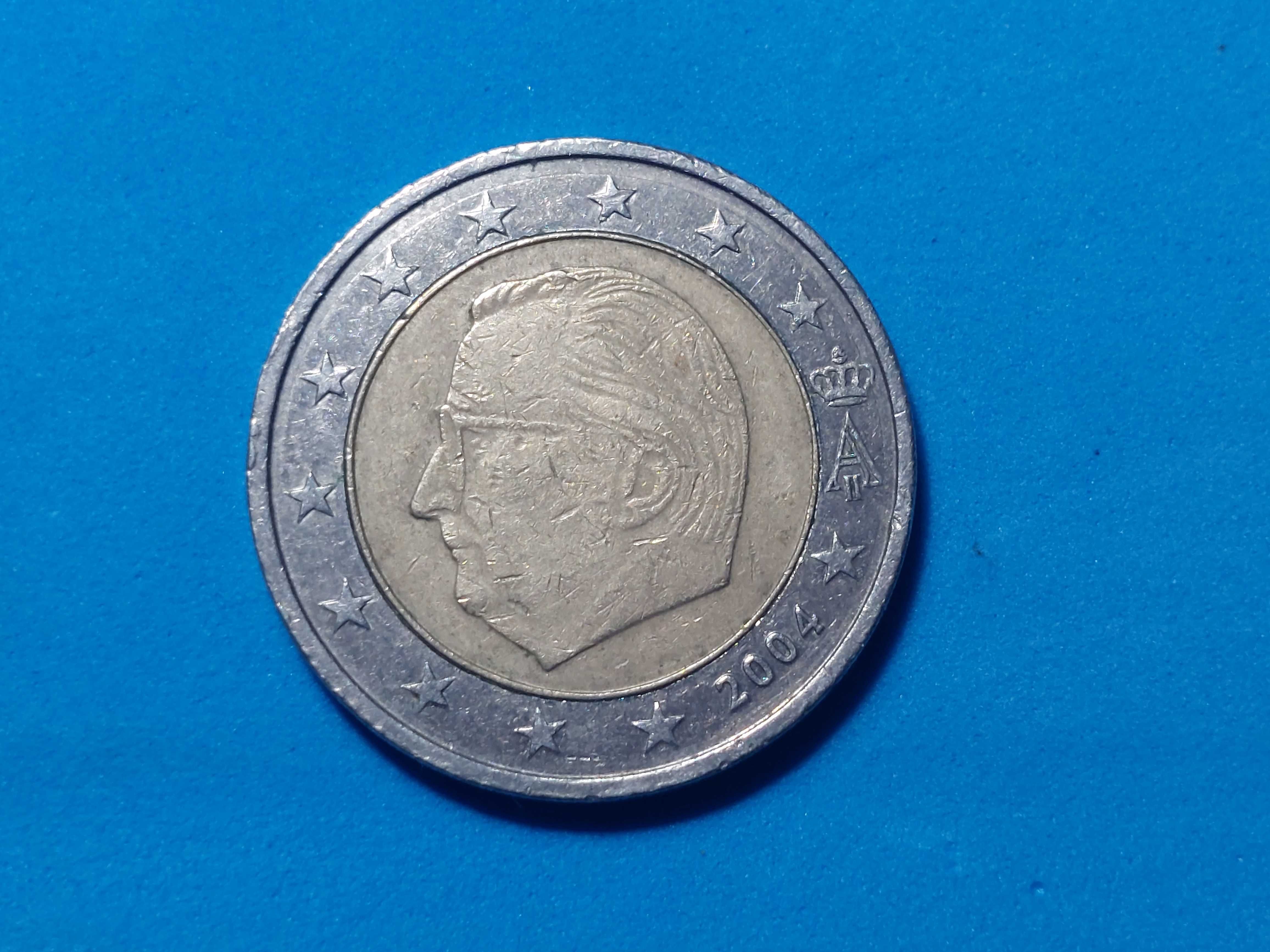 Moeda Bélgica 2 euros ano 2004 com erro de cunhagem no mapa